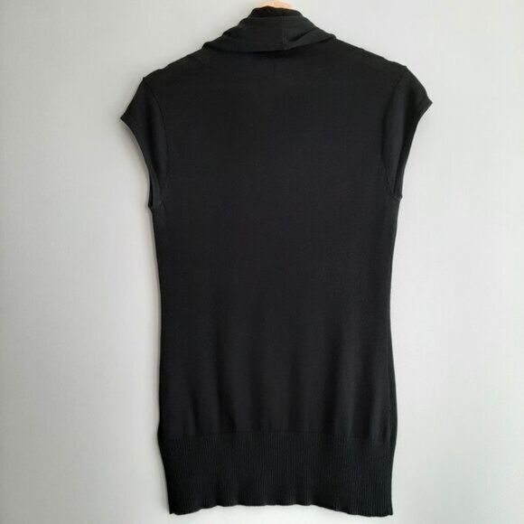 BANANA REPUBLIC Soft Cowl T-Neck Tank Top Fine Knit Black Sz S - Picture 5 of 9